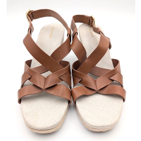 Cole Haan Crystal Slingback Espadrille Wedge Sandal Women's Brown Size US10B - Picture 2 of 11
